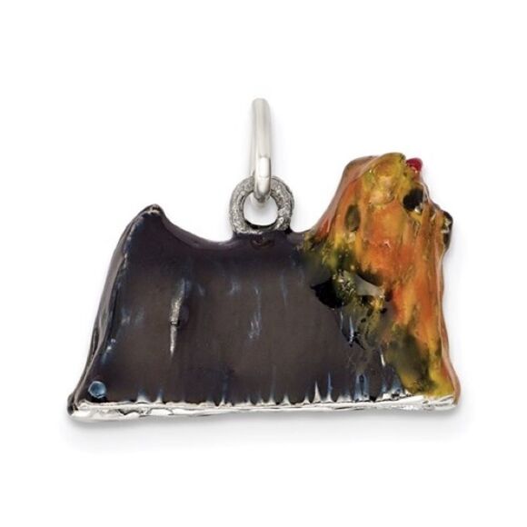 Sterling Silver Enameled Yorkshire Terrier Charm - Picture 2 of 5